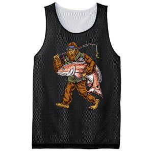 Redfish Fishing Hunting Bigfoot Fisher Mesh Reversible Basketball Jersey Tank