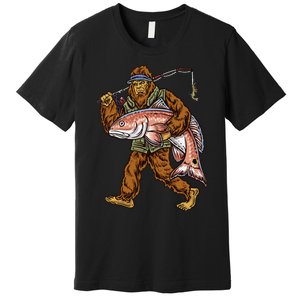 Redfish Fishing Hunting Bigfoot Fisher Premium T-Shirt