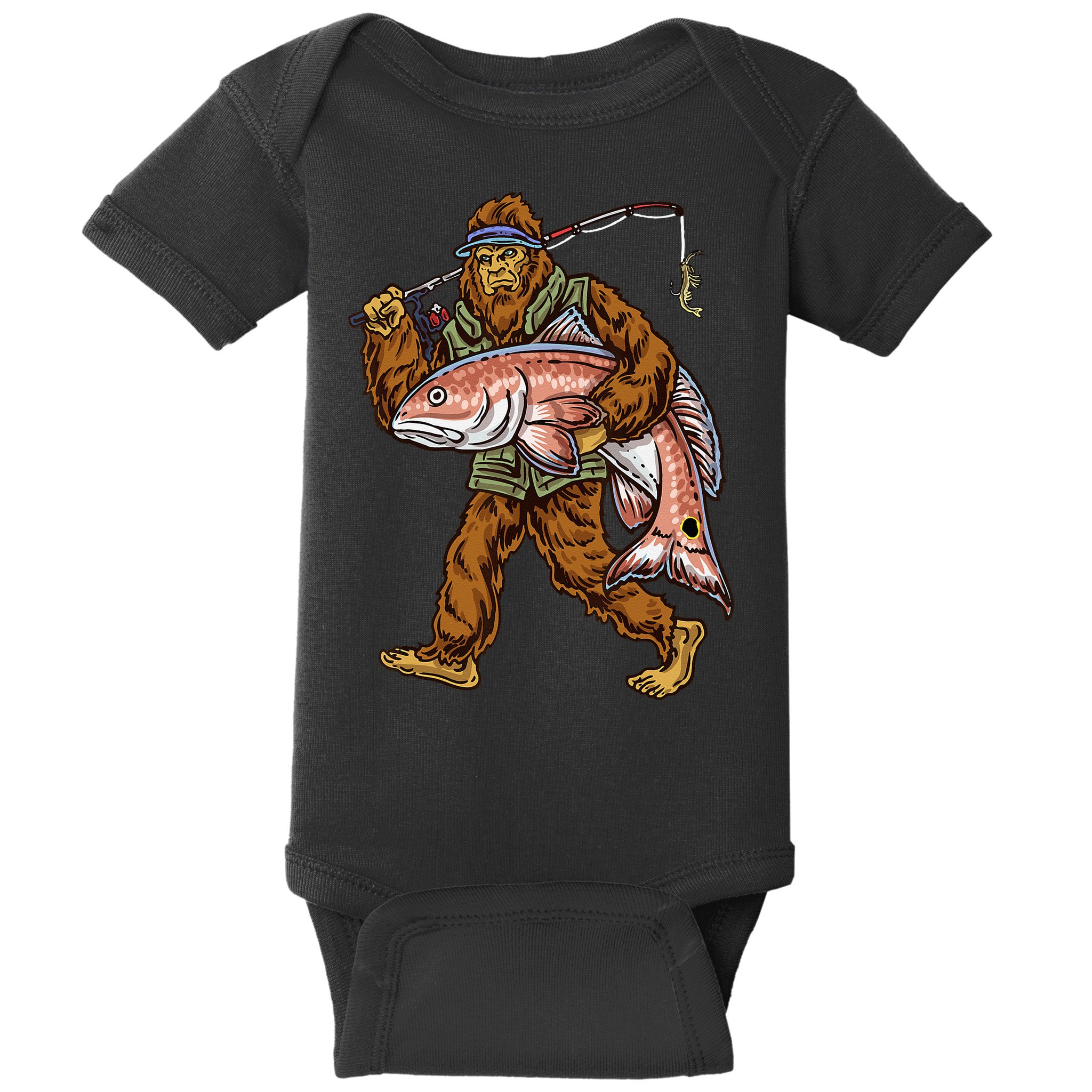 Redfish Fishing Hunting Bigfoot Fisher Baby Bodysuit