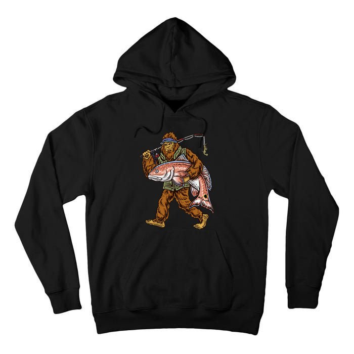 Redfish Fishing Hunting Bigfoot Fisher Tall Hoodie