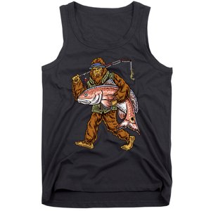 Redfish Fishing Hunting Bigfoot Fisher Tank Top