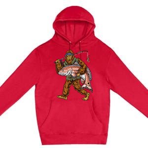 Redfish Fishing Hunting Bigfoot Fisher Premium Pullover Hoodie