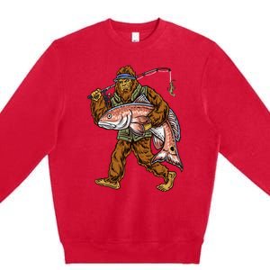 Redfish Fishing Hunting Bigfoot Fisher Premium Crewneck Sweatshirt