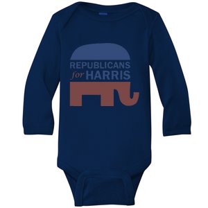 Republican For Harris Walz President Campaign Funding 2024 Baby Long Sleeve Bodysuit