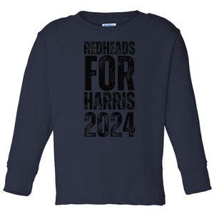 Redheads For Harris 2024 Harris Walz Redheads For Kamala Toddler Long Sleeve Shirt