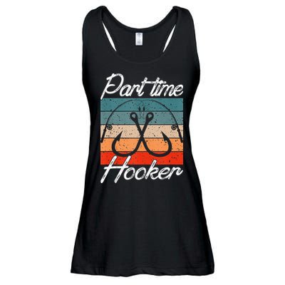 Retro Fishing Hooks Part Time Hooker Funny Fishing Ladies Essential Flowy Tank
