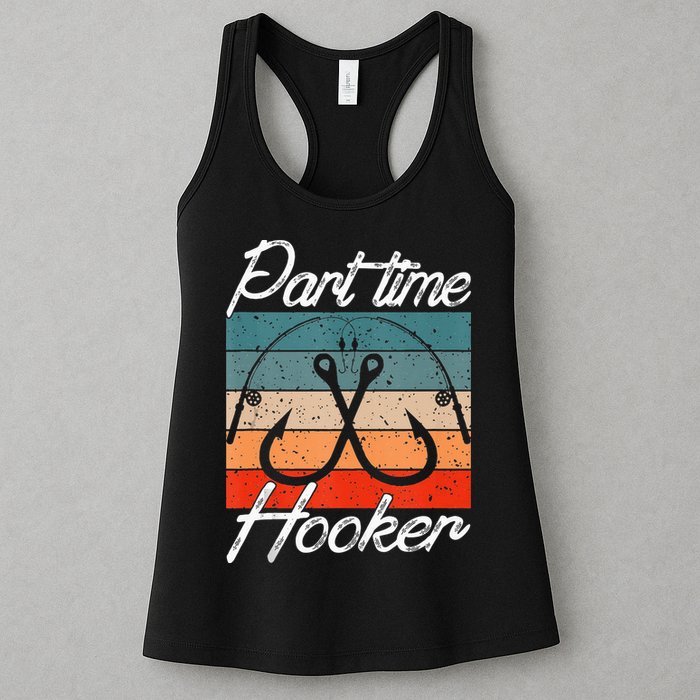 Retro Fishing Hooks Part Time Hooker Funny Fishing Womens Tank Top