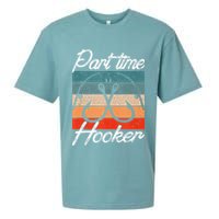 Retro Fishing Hooks Part Time Hooker Funny Fishing Sueded Cloud Jersey T-Shirt