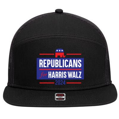 Republicans For Harris Walz Kamala Harris For President 2024 7 Panel Mesh Trucker Snapback Hat