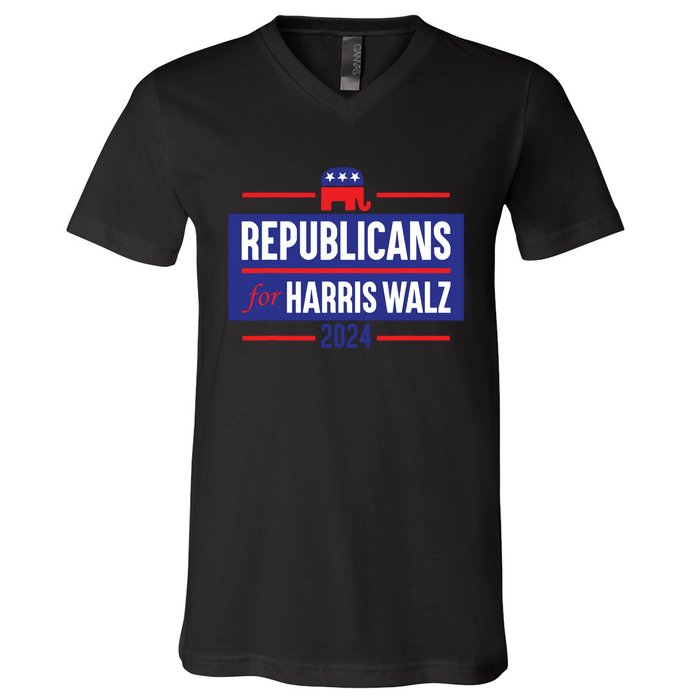 Republicans For Harris Walz Kamala Harris For President 2024 V-Neck T-Shirt