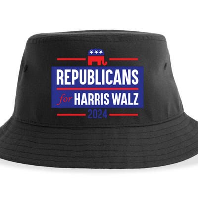 Republicans For Harris Walz Kamala Harris For President 2024 Sustainable Bucket Hat