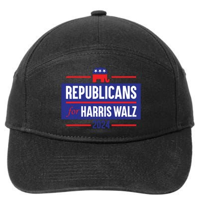 Republicans For Harris Walz Kamala Harris For President 2024 7-Panel Snapback Hat