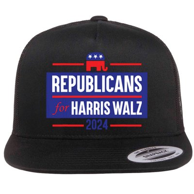 Republicans For Harris Walz Kamala Harris For President 2024 Flat Bill Trucker Hat