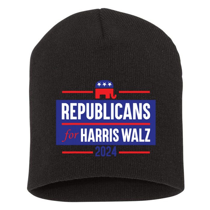 Republicans For Harris Walz Kamala Harris For President 2024 Short Acrylic Beanie