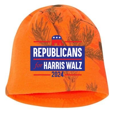 Republicans For Harris Walz Kamala Harris For President 2024 Kati - Camo Knit Beanie