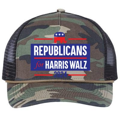 Republicans For Harris Walz Kamala Harris For President 2024 Retro Rope Trucker Hat Cap