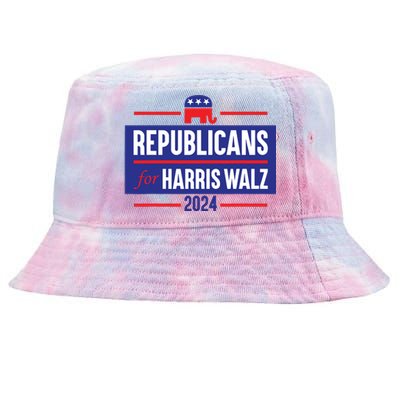 Republicans For Harris Walz Kamala Harris For President 2024 Tie-Dyed Bucket Hat