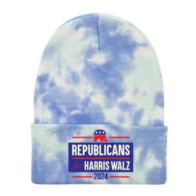 Republicans For Harris Walz Kamala Harris For President 2024 Tie Dye 12in Knit Beanie