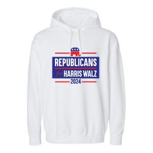 Republicans For Harris Walz Kamala Harris For President 2024 Garment-Dyed Fleece Hoodie