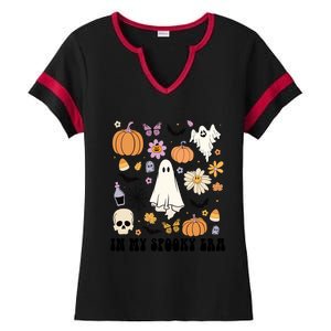 Retro Fall Halloween In My Spooky Era Cute Ghost Pumpkin Cute Gift Ladies Halftime Notch Neck Tee