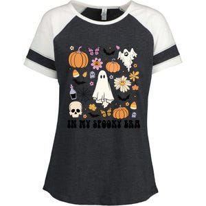 Retro Fall Halloween In My Spooky Era Cute Ghost Pumpkin Cute Gift Enza Ladies Jersey Colorblock Tee