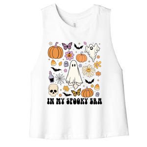 Retro Fall Halloween In My Spooky Era Cute Ghost Pumpkin Cute Gift Women's Racerback Cropped Tank