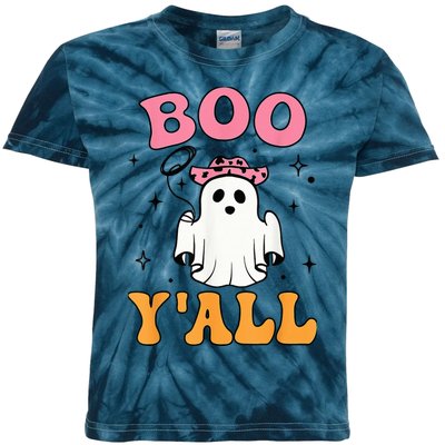 Retro Funny Halloween Ghost Boo Y'all Cute Spooky Season Kids Tie-Dye T-Shirt