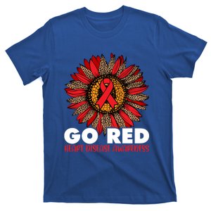 Red For Heart Disease Awareness Month Ribbon Sunflower Gift T-Shirt