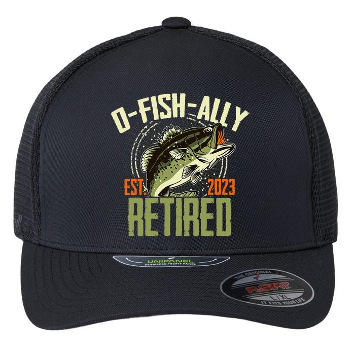 Retirement Fishing Hooked on Being O.fishally Retired Flexfit Unipanel Trucker Cap