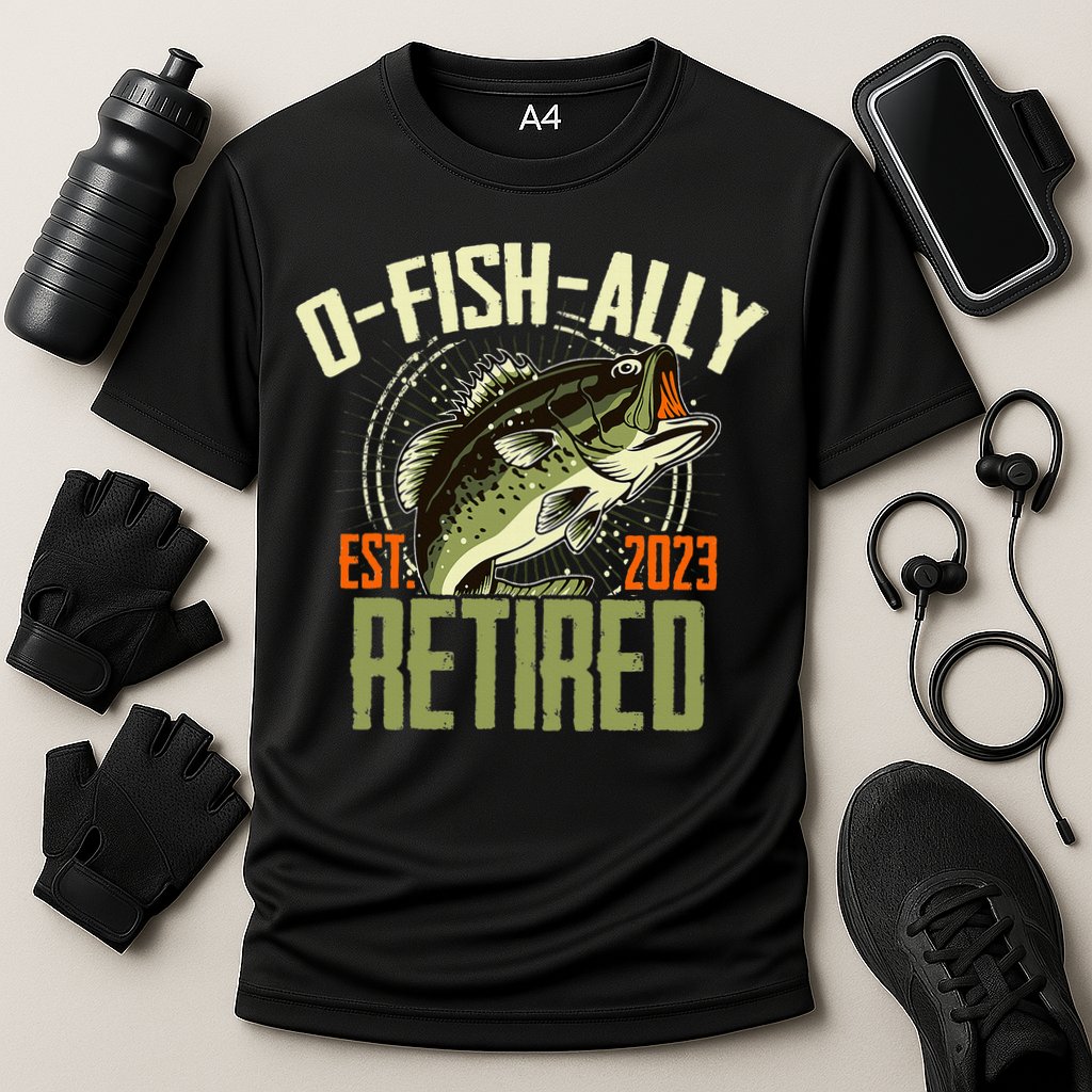 Retirement Fishing Hooked on Being O.fishally Retired Performance Shirt