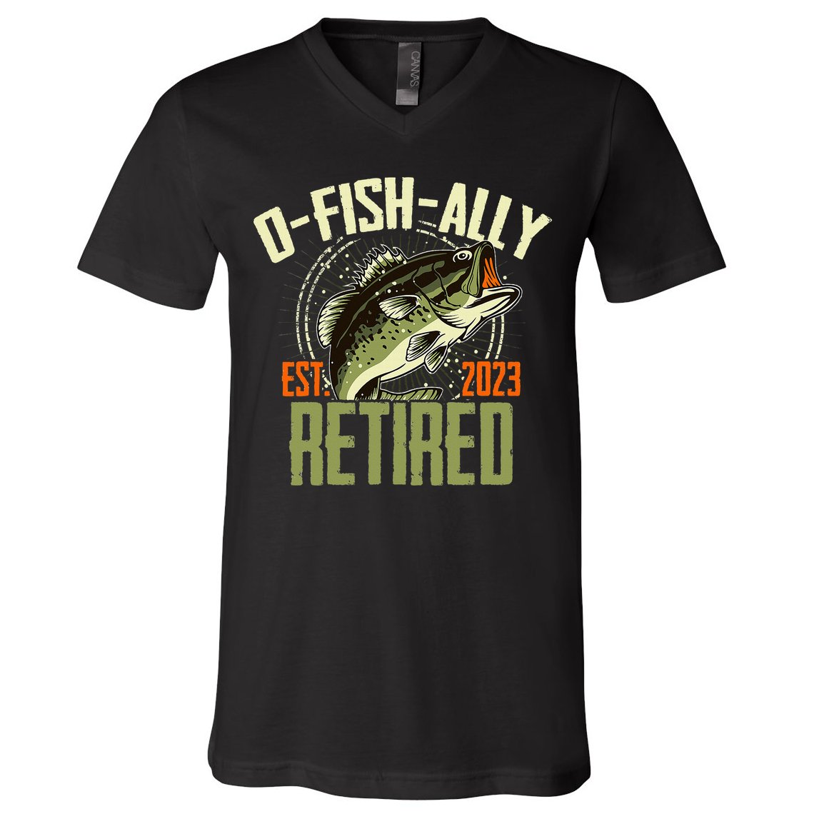 Retirement Fishing Hooked on Being O.fishally Retired V-Neck T-Shirt