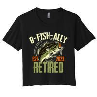Retirement Fishing Hooked on Being O.fishally Retired Women's Crop Top Tee
