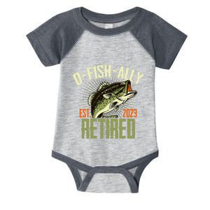 Retirement Fishing Hooked on Being O.fishally Retired Infant Baby Jersey Bodysuit