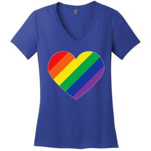 Rainbow Flag Heart Women's V-Neck T-Shirt