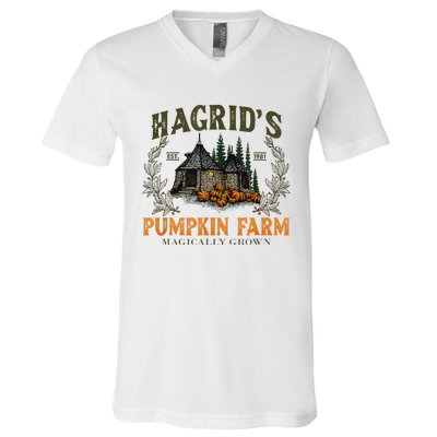 Retro Fall HagridS Pumpkin Farm Patch Autumn Pumpkin Garden V-Neck T-Shirt