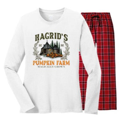 Retro Fall HagridS Pumpkin Farm Patch Autumn Pumpkin Garden Women's Long Sleeve Flannel Pajama Set 