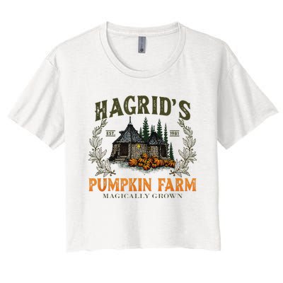 Retro Fall HagridS Pumpkin Farm Patch Autumn Pumpkin Garden Women's Crop Top Tee