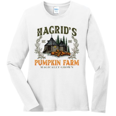 Retro Fall HagridS Pumpkin Farm Patch Autumn Pumpkin Garden Ladies Long Sleeve Shirt