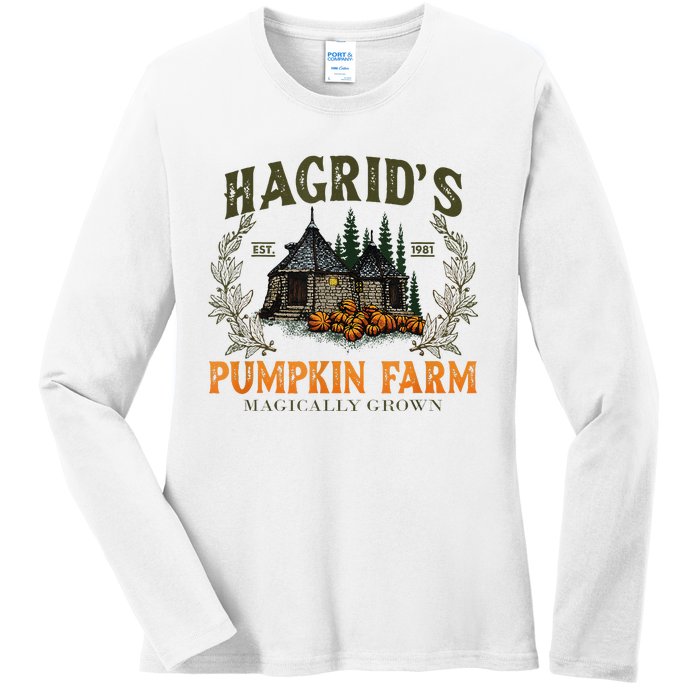 Retro Fall HagridS Pumpkin Farm Patch Autumn Pumpkin Garden Ladies Long Sleeve Shirt