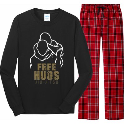 Retro Free Hugs Wrestling Judo Jiu Jitsu Funny Free Dad Hugs Funny Gift Long Sleeve Pajama Set