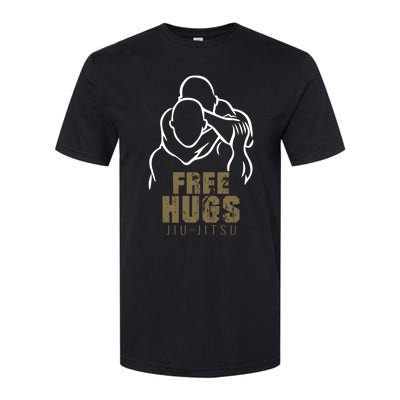 Retro Free Hugs Wrestling Judo Jiu Jitsu Funny Free Dad Hugs Funny Gift Softstyle CVC T-Shirt