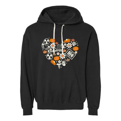 Radiology Fall Heart Xray Tech Autumn Pumpkin Thanksgiving Garment-Dyed Fleece Hoodie