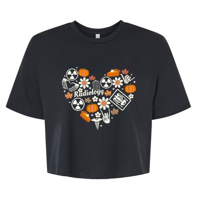 Radiology Fall Heart Xray Tech Autumn Pumpkin Thanksgiving Bella+Canvas Jersey Crop Tee