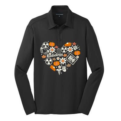 Radiology Fall Heart Xray Tech Autumn Pumpkin Thanksgiving Silk Touch Performance Long Sleeve Polo