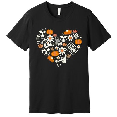 Radiology Fall Heart Xray Tech Autumn Pumpkin Thanksgiving Premium T-Shirt