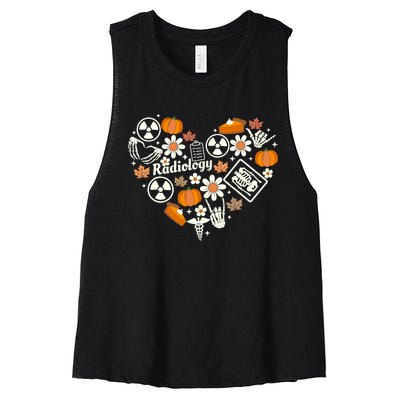 Radiology Fall Heart Xray Tech Autumn Pumpkin Thanksgiving Women's Racerback Cropped Tank