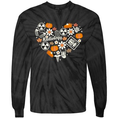 Radiology Fall Heart Xray Tech Autumn Pumpkin Thanksgiving Tie-Dye Long Sleeve Shirt