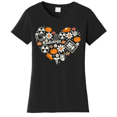 Radiology Fall Heart Xray Tech Autumn Pumpkin Thanksgiving Women's T-Shirt