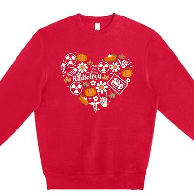 Radiology Fall Heart Xray Tech Autumn Pumpkin Thanksgiving Premium Crewneck Sweatshirt