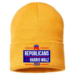 Republicans For Harris Walz Kamala Harris For President 2024 Sustainable Knit Beanie